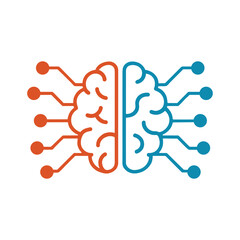 Artificial intelligence brain icon for technology innovation neural network data science clean vector illustration design