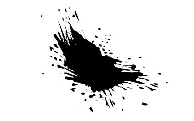 Black watercolor brushed splash splatter on white background