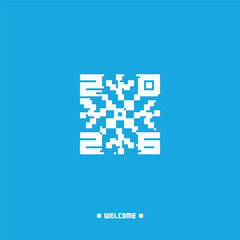 Scan into 2026, Innovation Awaits. Futuristic QR Snowflake Welcomes Tomorrow's Tech. Blend Digital and Nature in One Striking Image.
