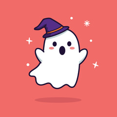 Cute Halloween Ghost Vector Illustration