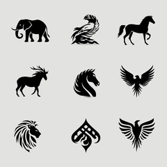 Collection of stylized animal and design silhouettes