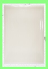Blank white rectangular surface with green border