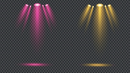 Spotlight Vector Light Set &ndash; Realistic Light Rays and Effects in Various Colors and Shades for Studio, Wall, Banner, Poster, and Advertising Design (PNG Format)