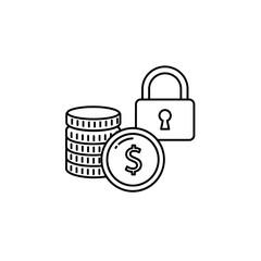 Secure financial savings and investment protection line icon.