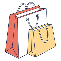 A red paper shopping bag with a handle for gift or retail purchase, isolated on white.