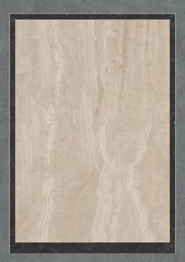 Rectangular beige stone tile with dark border and natural veining pattern