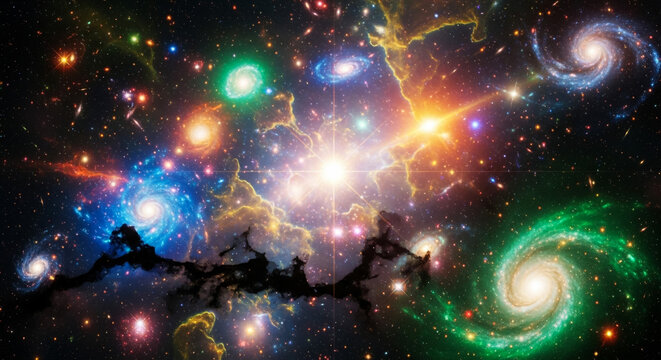 Explore the universe: stunning galaxy cluster and cosmic nebula wallpaper