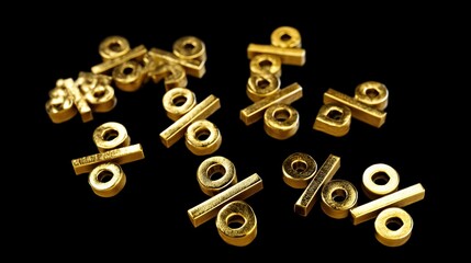 Golden percentage symbols on black background