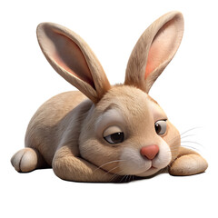 Sad bunny character 3D cartoon illustration