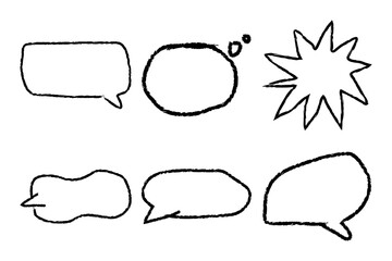 Hand Drawn Speech Bubbles Set. Fun Comic Elements for Kids, Chat, and Playful Design on White Background