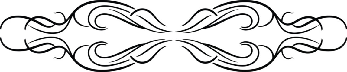 Obraz premium Horizontal Swirl Flourish with Curled Lines and Ornamental Details Isolated on White