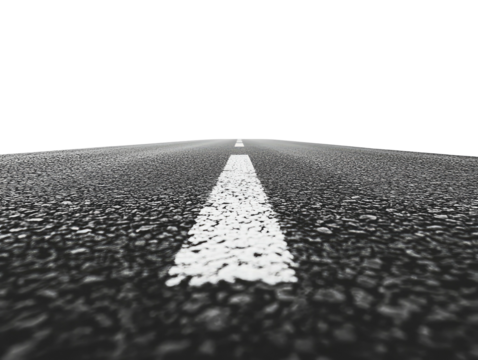 Ground-level road receding to horizon