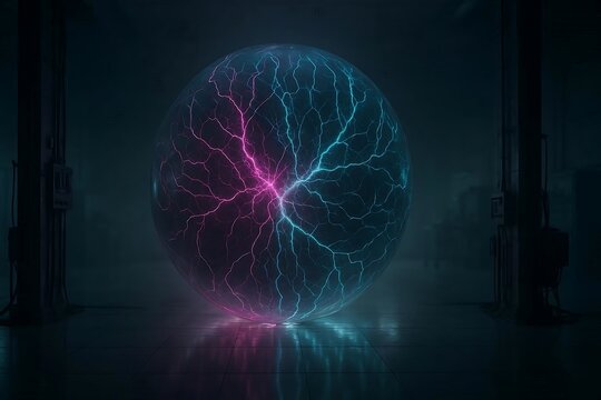 Experience the power of innovation with this vibrant, dynamic energy sphere, perfect for conveying cutting-edge technology, futuristic concepts, and high-voltage ideas that demand attention