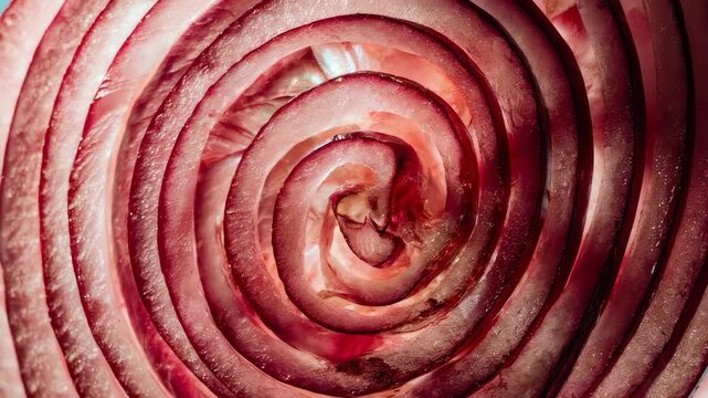 red spiral string onion background close up