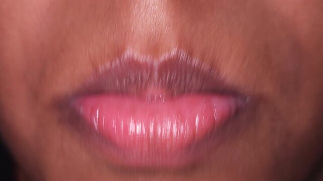 Beautiful sexy lips, Macro Shot of Female Mouth with various lip expressions.