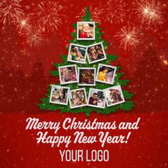 Christmas Tree Photo Collage Square Template