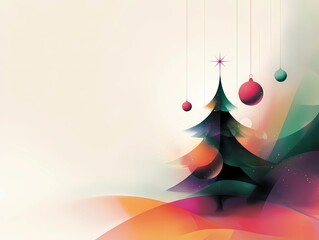 Christmas tree decorated with stars. Holiday celebration and winter season concept. Festive background. New year greeting card illustration