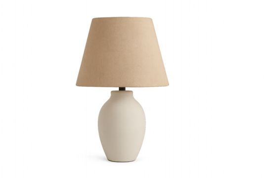 Table lamp with linen shade and ceramic base