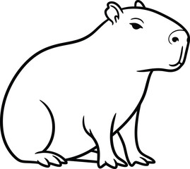 Obraz premium Minimal capybara illustration on a plain white background