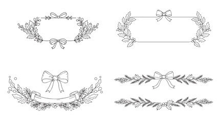 Vector set of elegant wreath and laurel frames for holiday invitations
