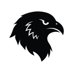 eagle head silhouette, black vector bird emblem for logo and patriotic design.