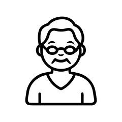Illustration of a smiling old woman with glasses