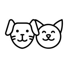 Illustration of a dog and cat face smiling
