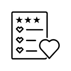 Feedback form with stars and hearts for rating