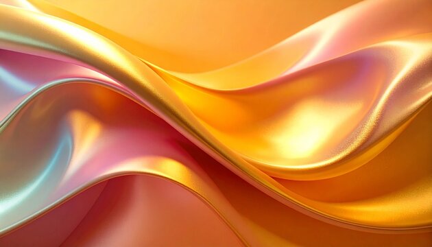 An Abstract Background of Flowing Holographic Material with Orange Bold color and Soft Waves