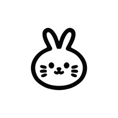 Cute Minimalist Bunny Character Vector Illustration