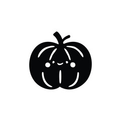 Cute pumpkin fruit icon in kawaii style vector illustration