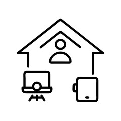 Obraz premium Person inside house with laptop and tablet