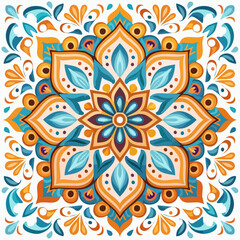 Seamless pattern of ornate floral elements with transparent background