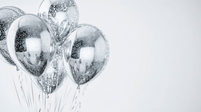 Silver balloons glossy decoration festive celebration event
