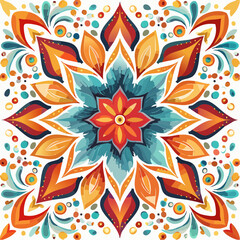 Colorful floral mandala with transparent background