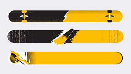 Set of lower third or sport banner design with skateboard template isolated on white background. 