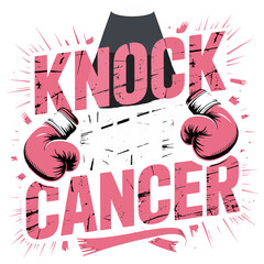 Knock Cancer Boxing Gloves and Spotlight Graphic Keywords: cancer, knock, fight, boxing, gloves, pink, spotlight, struggle, hope, awareness, support, strength, courage, victory, health, medical