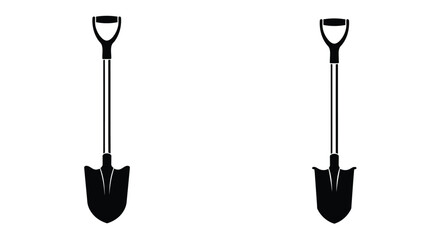 Two black shovels with silver shafts depicted on a white background © MD BAPPY