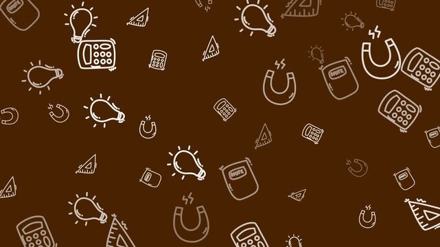Animated Learning Tools Doodle Wallpaper on Brown Background