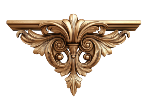 Ornate, gilded decorative ornament with floral, acanthus, and scroll motifs