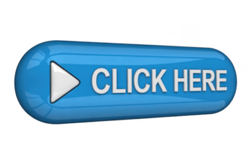 Blue click here button graphic element isolated on transparent background