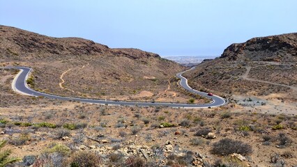 Typical mountain landscape of the central part of Gran Canaria. Canary Islands, Spain.