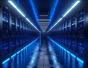 server room with blue light