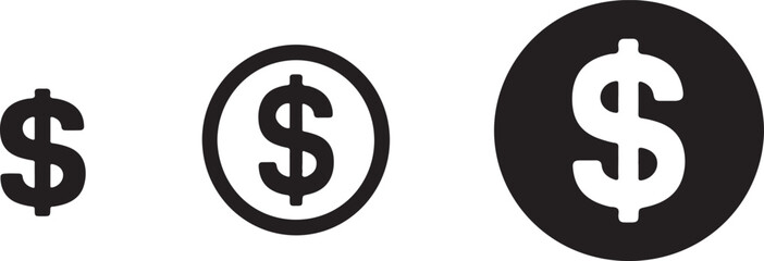 Obraz premium Black and white dollar symbols in varying sizes currency finance
