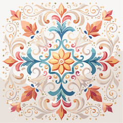 Ornate floral medallion with transparent background
