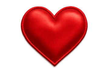 Fototapeta premium Realistic Red Leather Heart Patch on Transparent Background