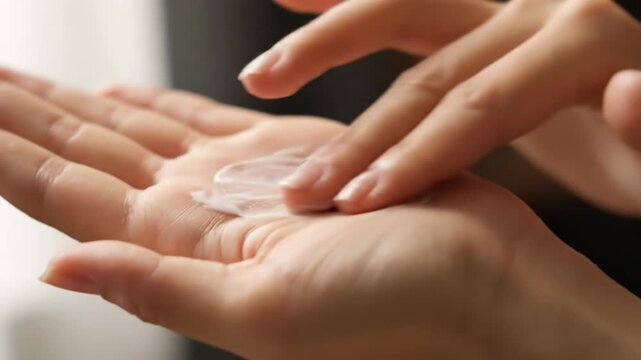 A dollop of white cosmetic cream rests in the palm of a womans hand, ready for application to skin vector illustration