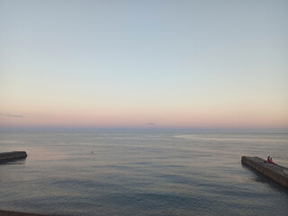view at Black sea on sunset. marine landscape