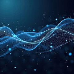 Wave of dots and weave lines. Abstract background. Network connection structure.