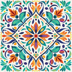 Seamless pattern of colorful floral ornaments